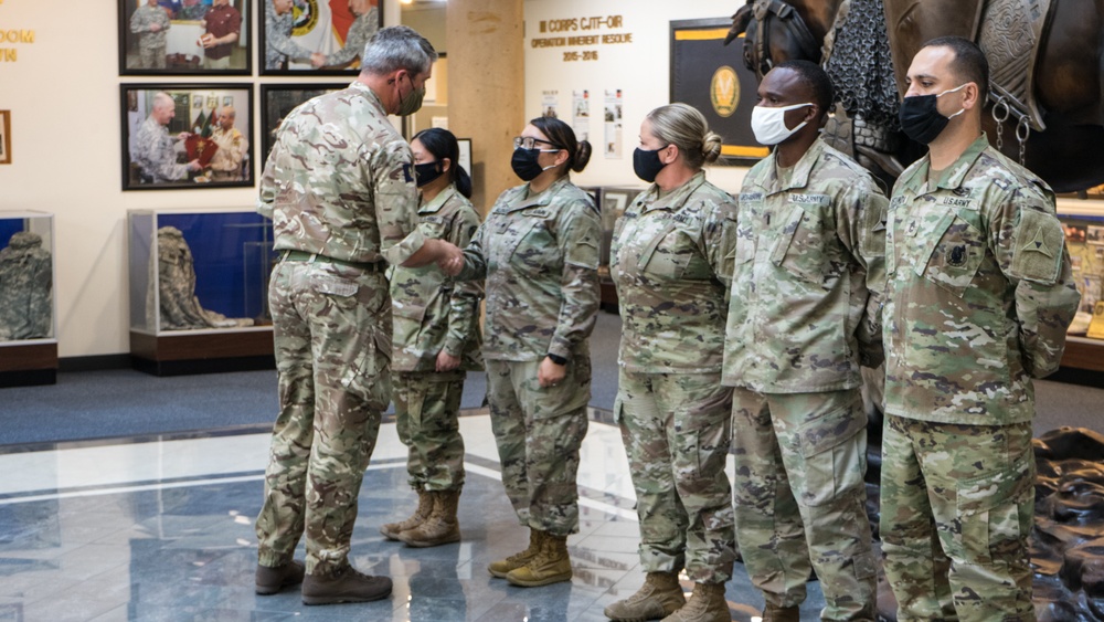 III Corps DCG recognizes Soldiers for excellence