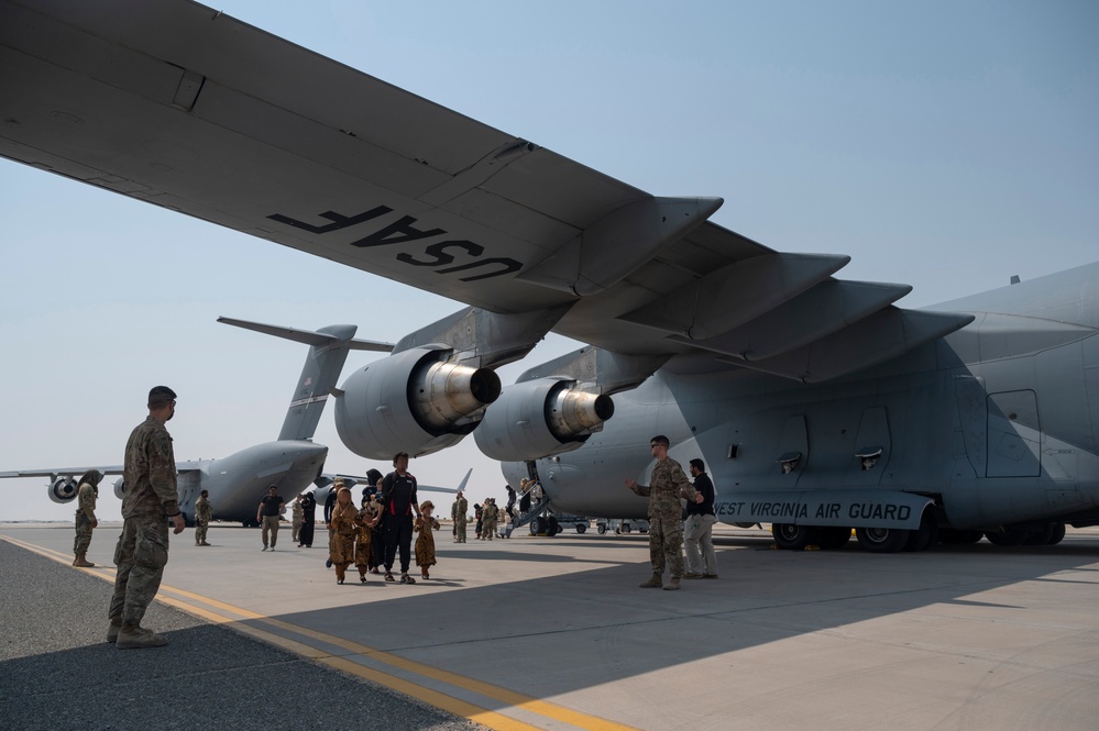 Afghanistan evacuation efforts at Ali Al Salem Air Base