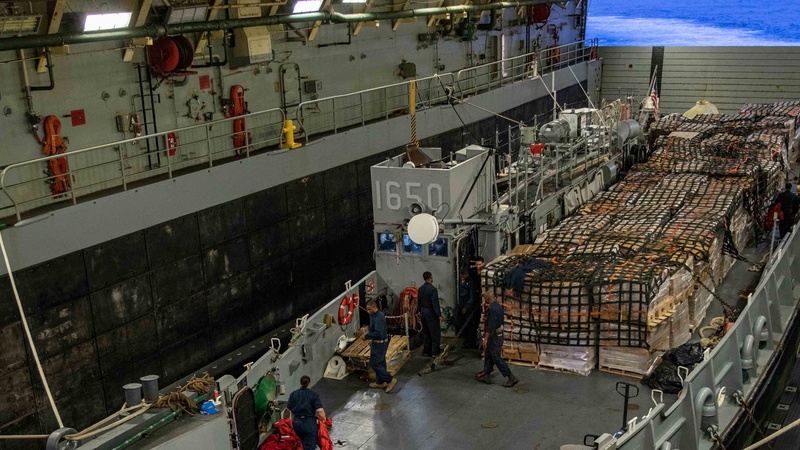 USS Arlington Prepares To Deliver Food To Haiti