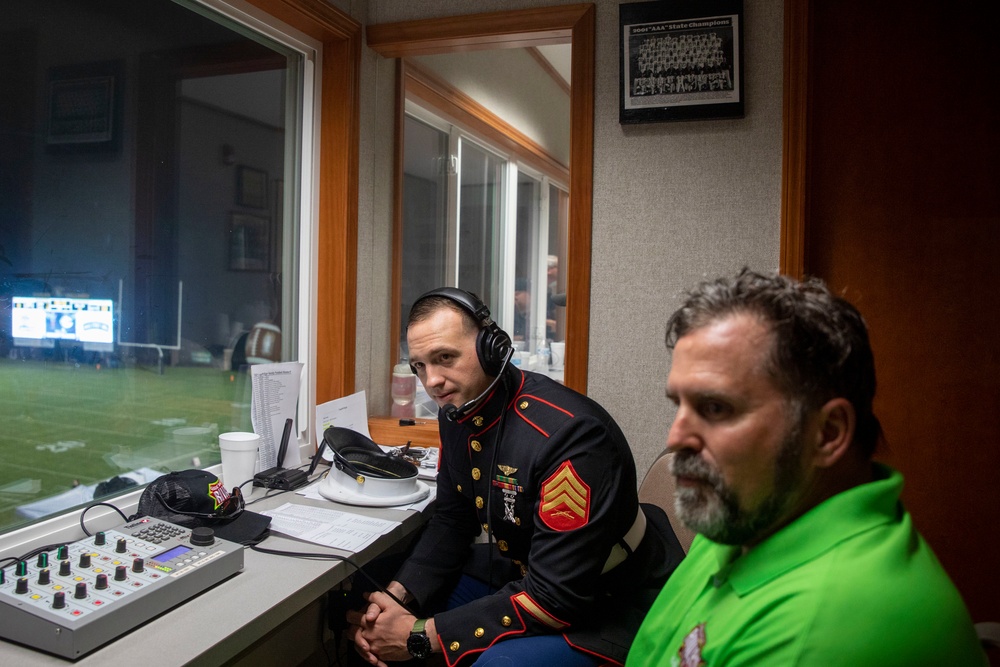 Marine recruiter interviewed during Great American Rivalry Series
