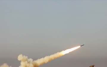 High Mobility Artillery Rocket System firing