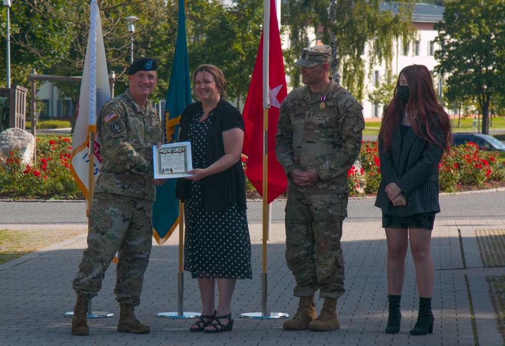 Brig. Gen. Joseph Hilbert Awards Mrs. Gretchen O'Donnell