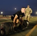 Spc. Christopher Dame completes the dead lift event during the ACFT at the Task Force Spartan best warrior competition in Kuwait