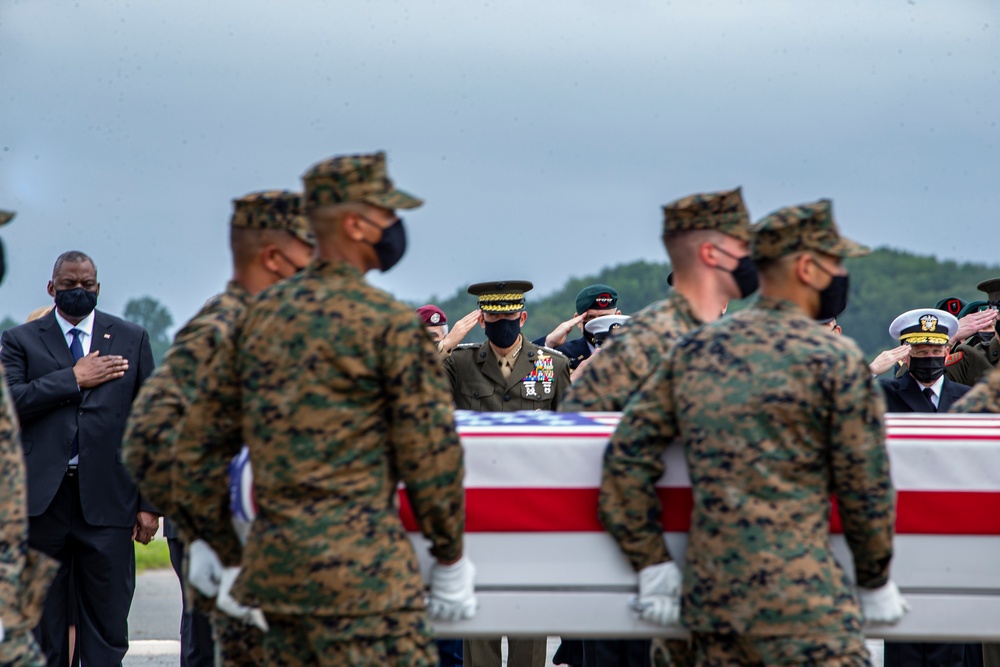 Marines with Alpha Company, had the honorable duty to serve as the Dignified Transfer Team