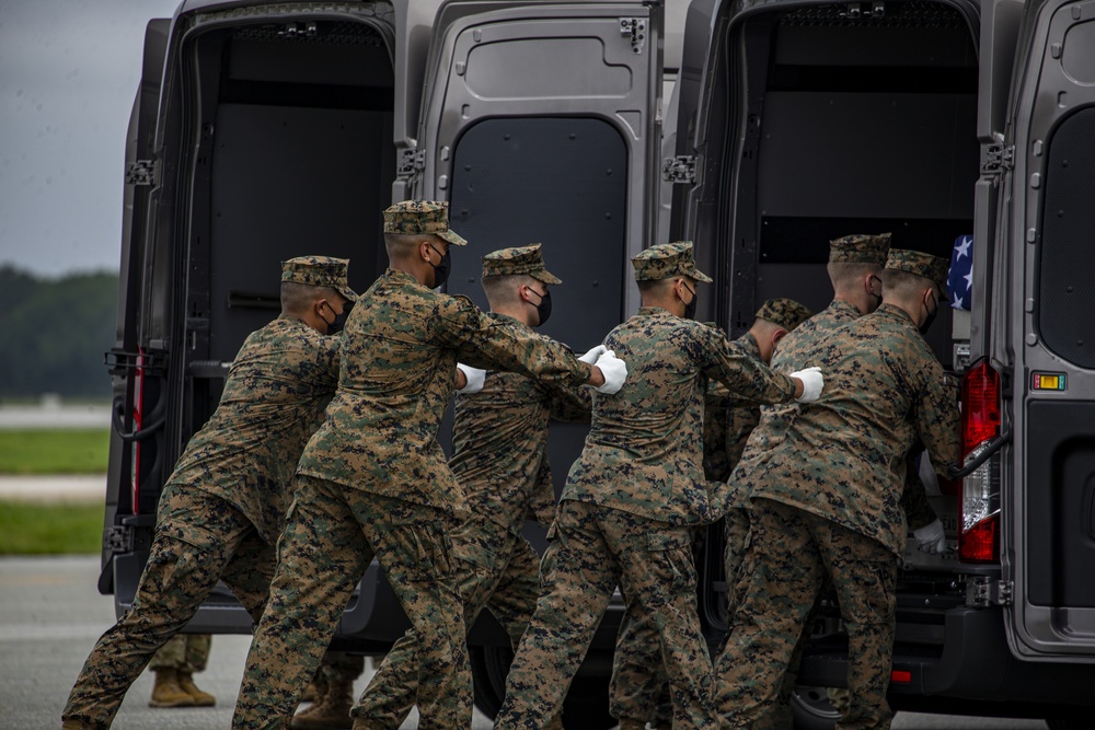 Marines with Alpha Company, had the honorable duty to serve as the Dignified Transfer Team