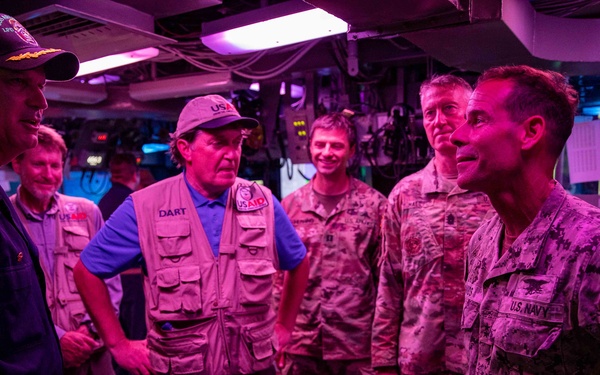 Rear Adm. Davids Tours The Combat Information Center Onboard USS Arlington