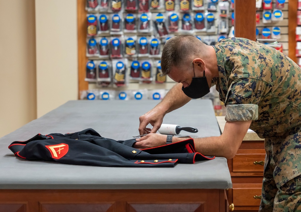 Uniforms prepared for fallen Marines at Air Force Mortuary Affairs Operations