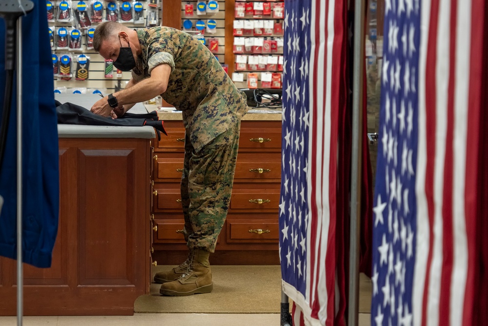 Uniforms prepared for fallen Marines at Air Force Mortuary Affairs Operations