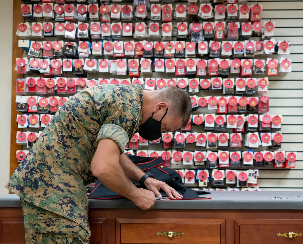 Uniforms prepared for fallen Marines at Air Force Mortuary Affairs Operations