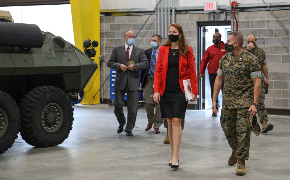 SENATE STAFF VISIT: Margaret Mullins, national security advisor, Office of U.S. Senator Raphael Warnock, visited Marine Corps Logistics Base Albany, Aug. 25.