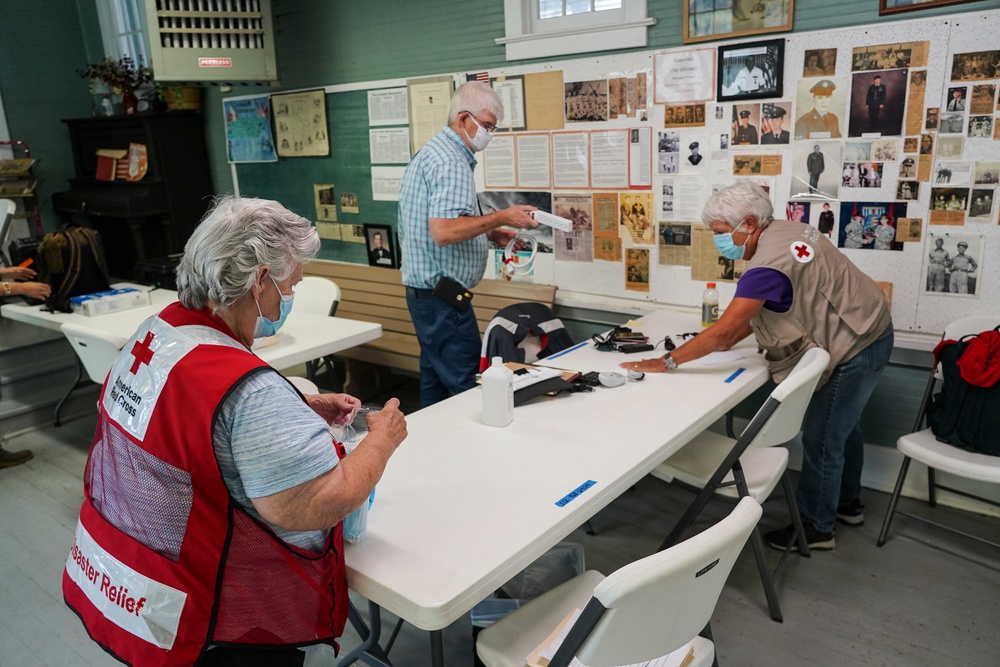 American Red Cross Sanitizing Recovery Center Tables