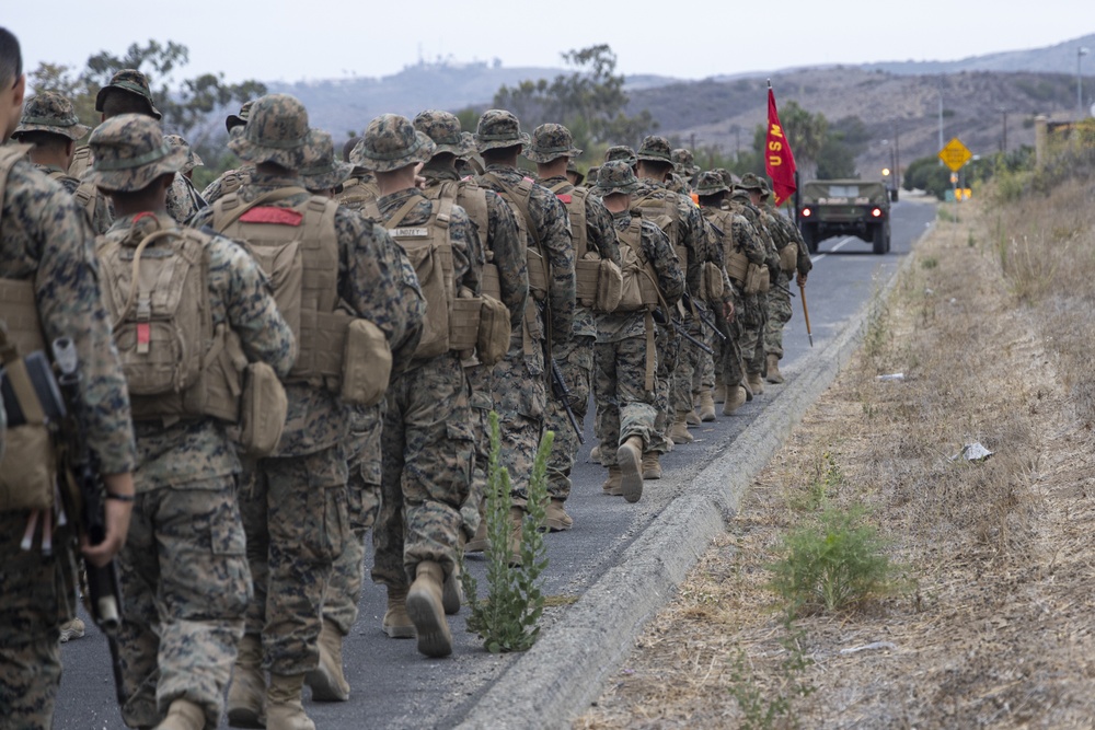 U.S. Marines with MACS-1 conduct a hike on MCB Camp Pendleton