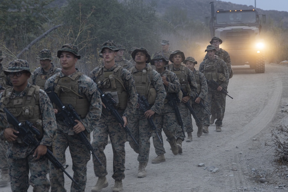 U.S. Marines with MACS-1 conduct a hike on MCB Camp Pendleton