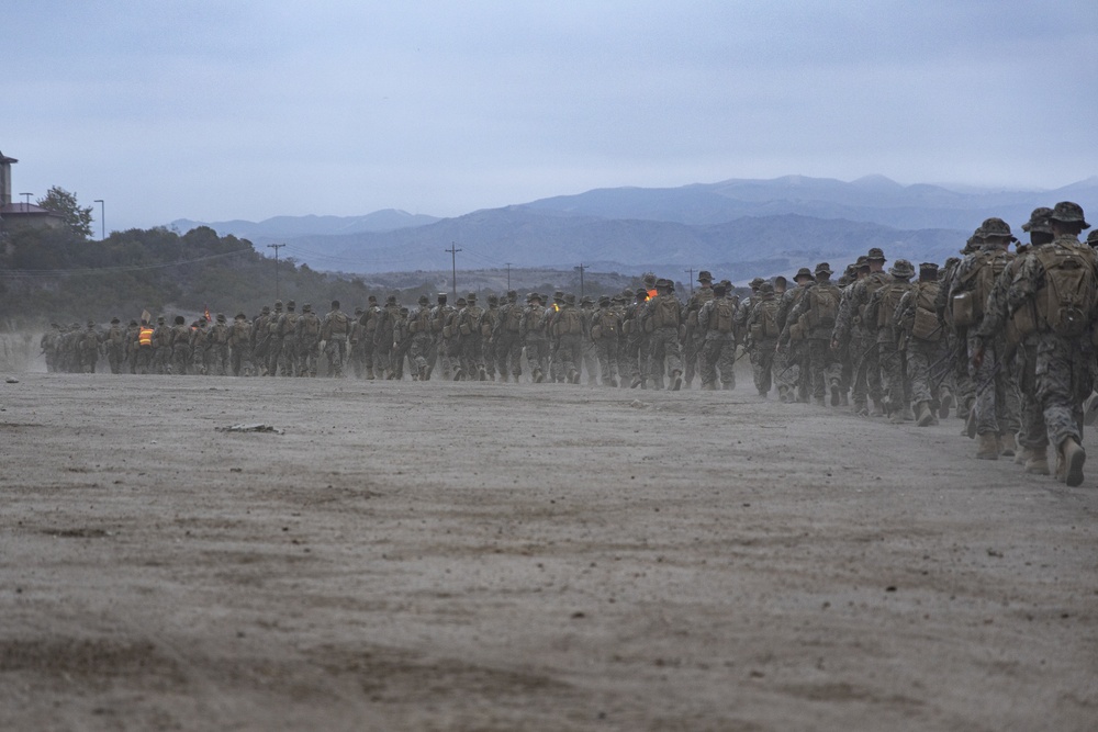 U.S. Marines with MACS-1 conduct a hike on MCB Camp Pendleton