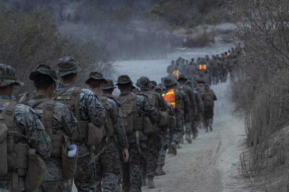 U.S. Marines with MACS-1 conduct a hike on MCB Camp Pendleton