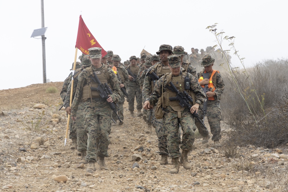 U.S. Marines with MACS-1 conduct a hike on MCB Camp Pendleton