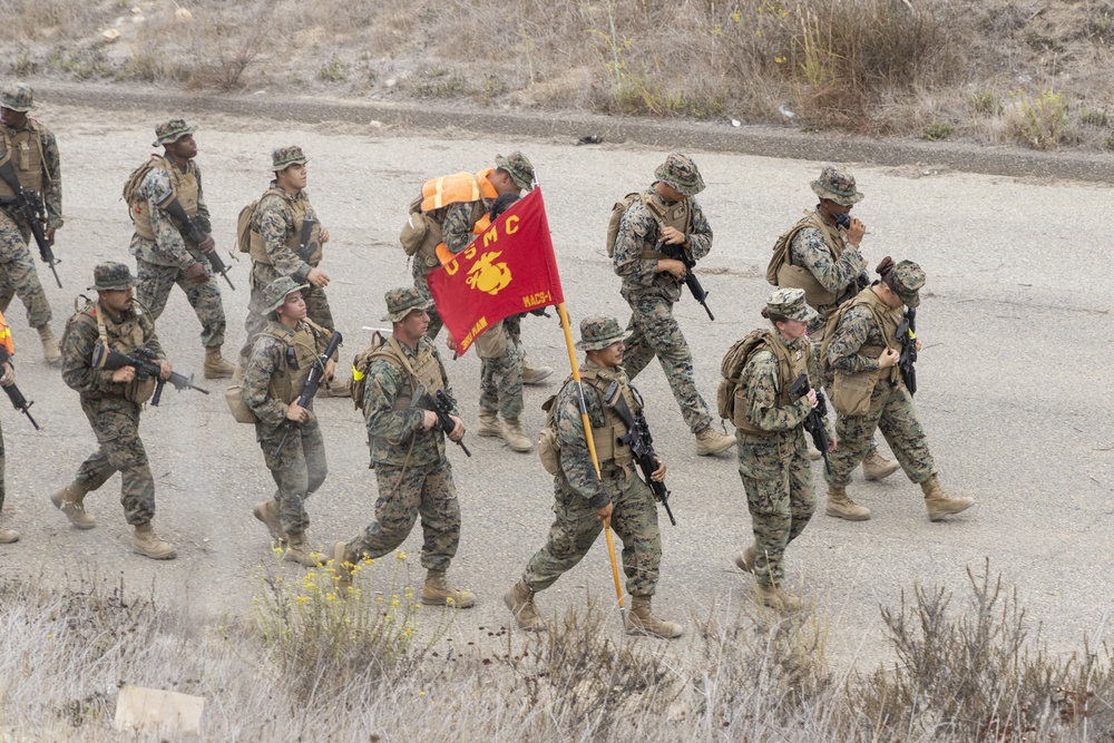 U.S. Marines with MACS-1 conduct a hike on MCB Camp Pendleton