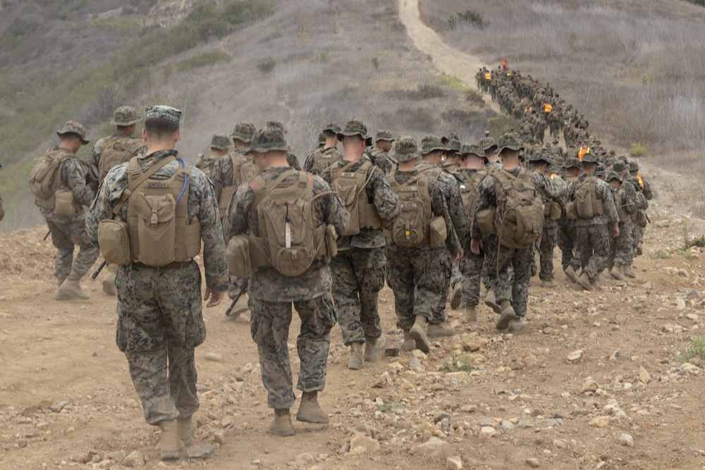 U.S. Marines with MACS-1 conduct a hike on MCB Camp Pendleton