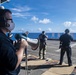 Sailors assigned to the forward deployed amphibious assault ship USS America participate in a fueling-at-sea.