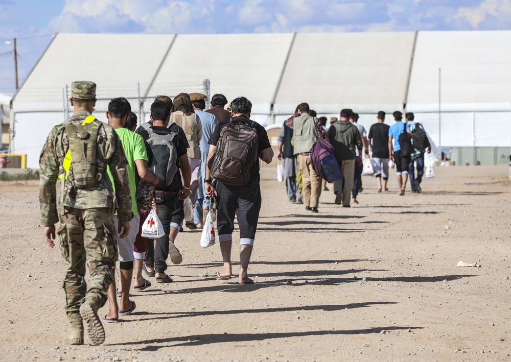 Afghan evacuees in-process at Fort Bliss’ Doña Ana Complex