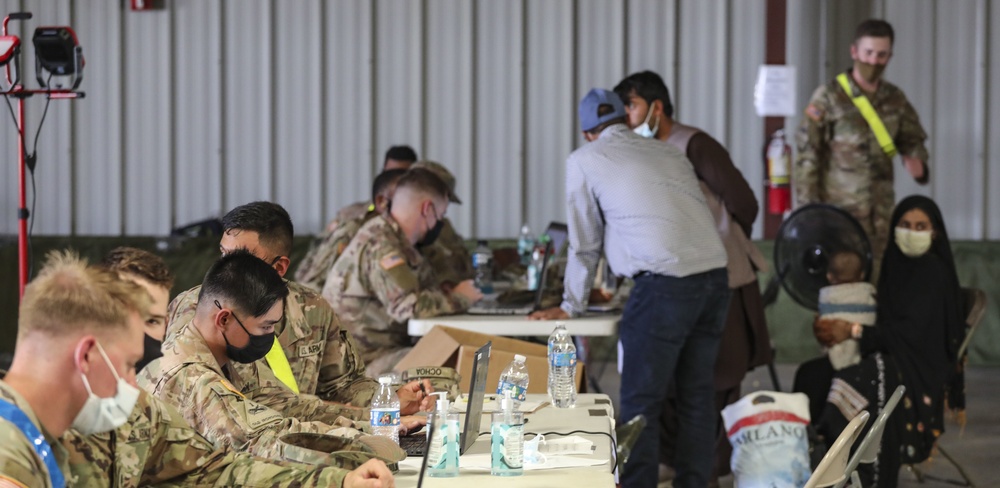 Afghan evacuees in-process at Fort Bliss’ Doña Ana Complex