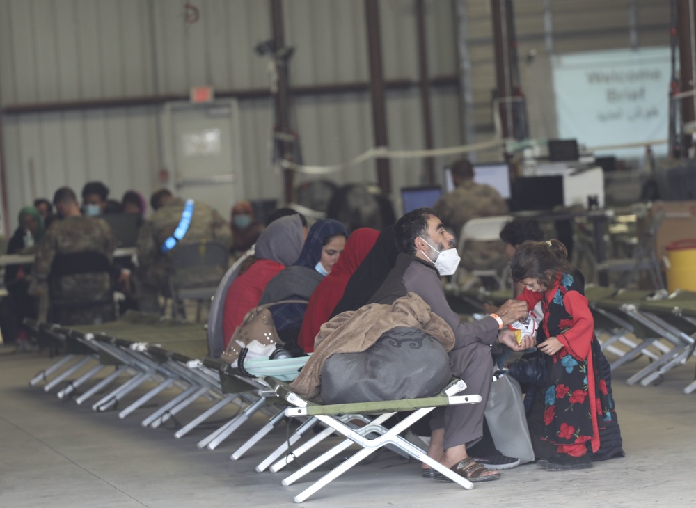 Afghan evacuees in-process at Fort Bliss’ Doña Ana Complex