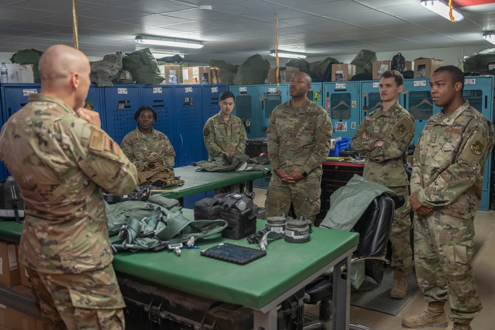 Chief meets with 494th EFS Airmen