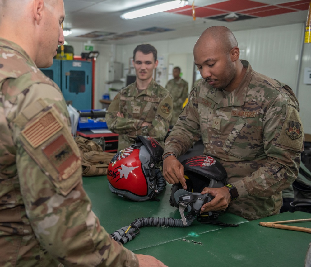Chief meets with 494th EFS Airmen