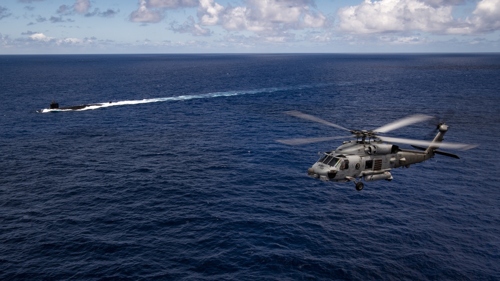 HSM 78 Flies Over USS Seawolf