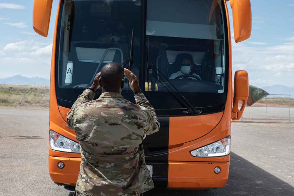 Afghan personnel arrive to Task Force – Holloman, check in temporary housing