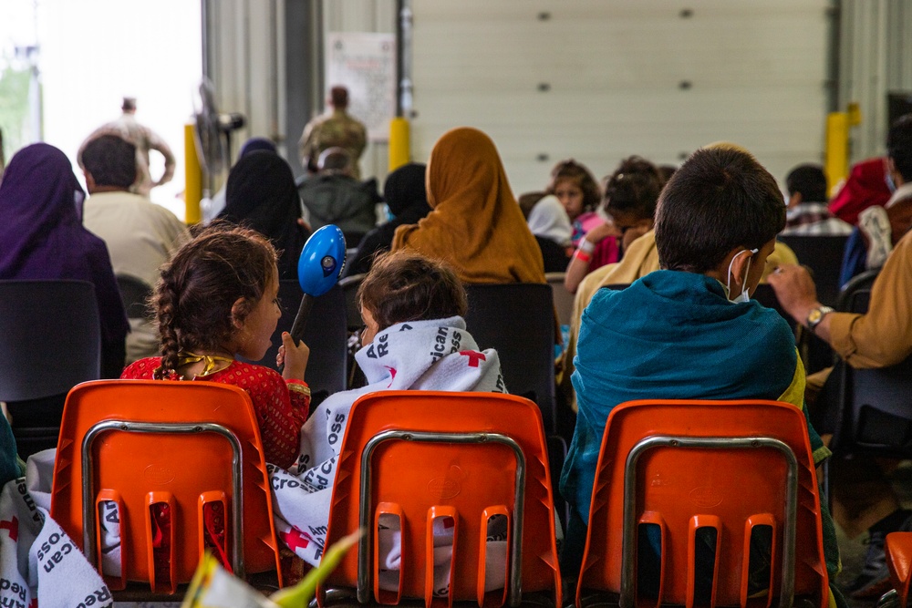 Reception of Afghan Evacuees at Fort McCoy, Wisconsin