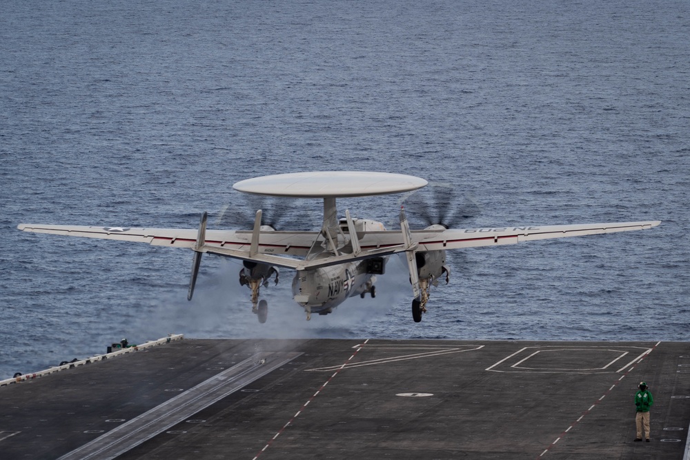 USS Carl Vinson (CVN 70) E-2D Advanced Hawkeye Launches Off Of The Flight Deck