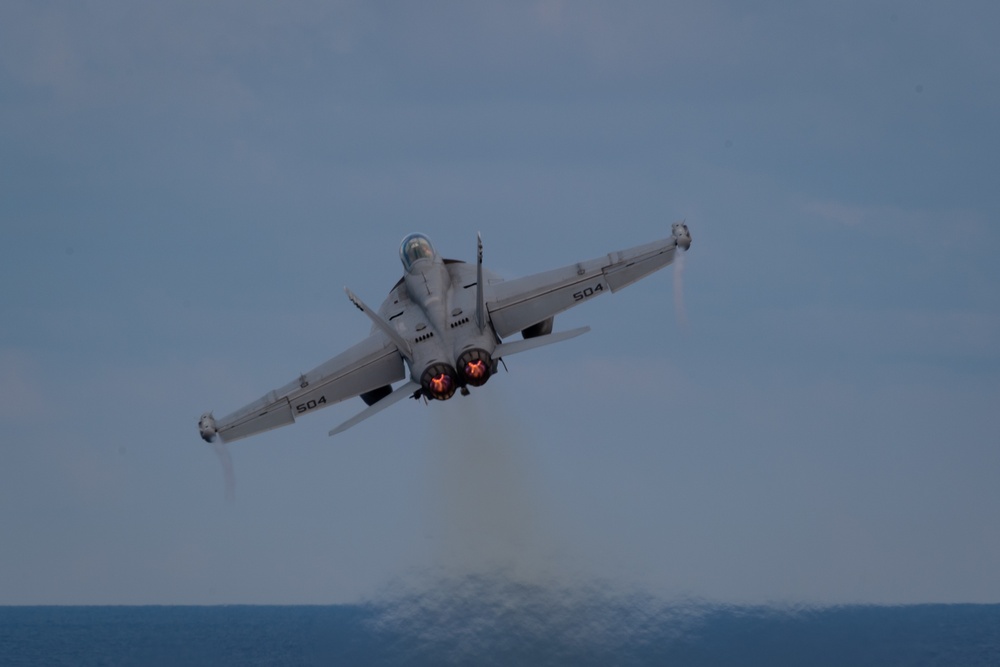USS Carl Vinson (CVN 70) An EA-18G Growler Launches Off Of The Flight Deck
