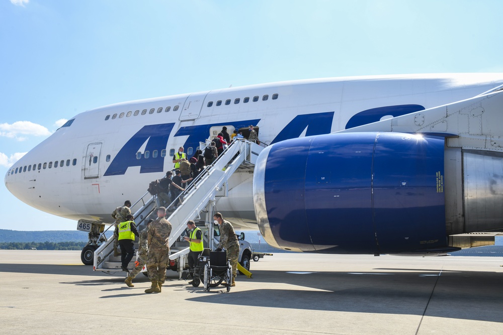 Afghan evacuees depart Ramstein Air Base