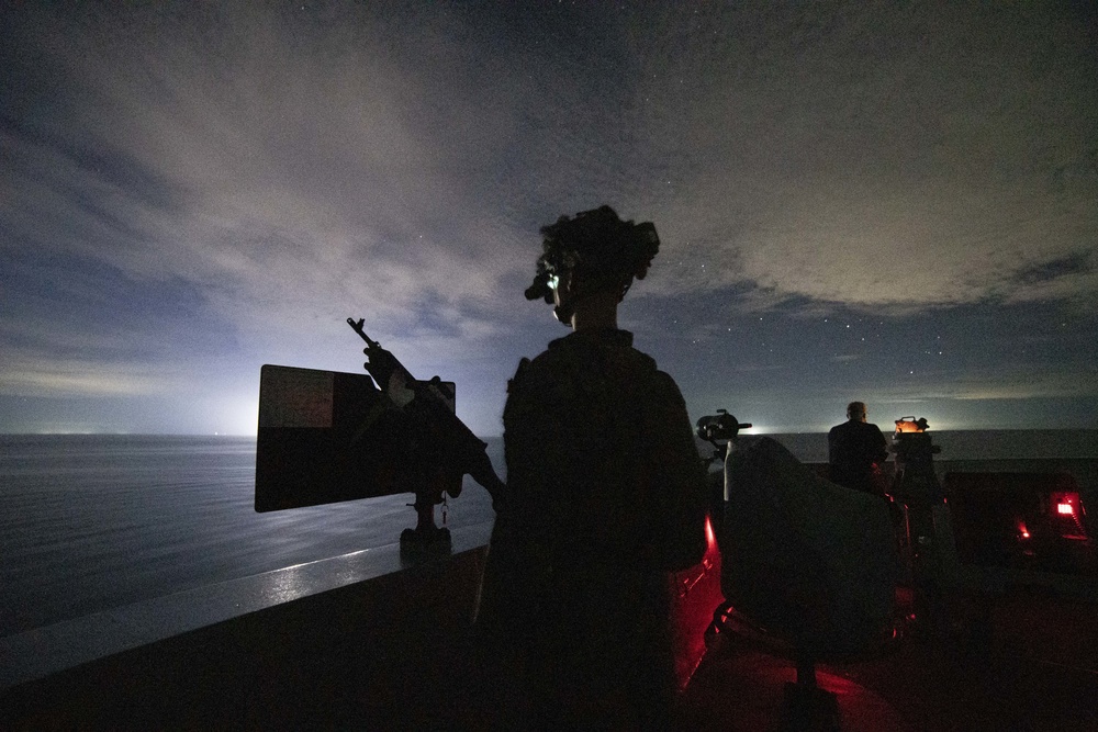 USS Portland, 11th MEU transit Pacific at night