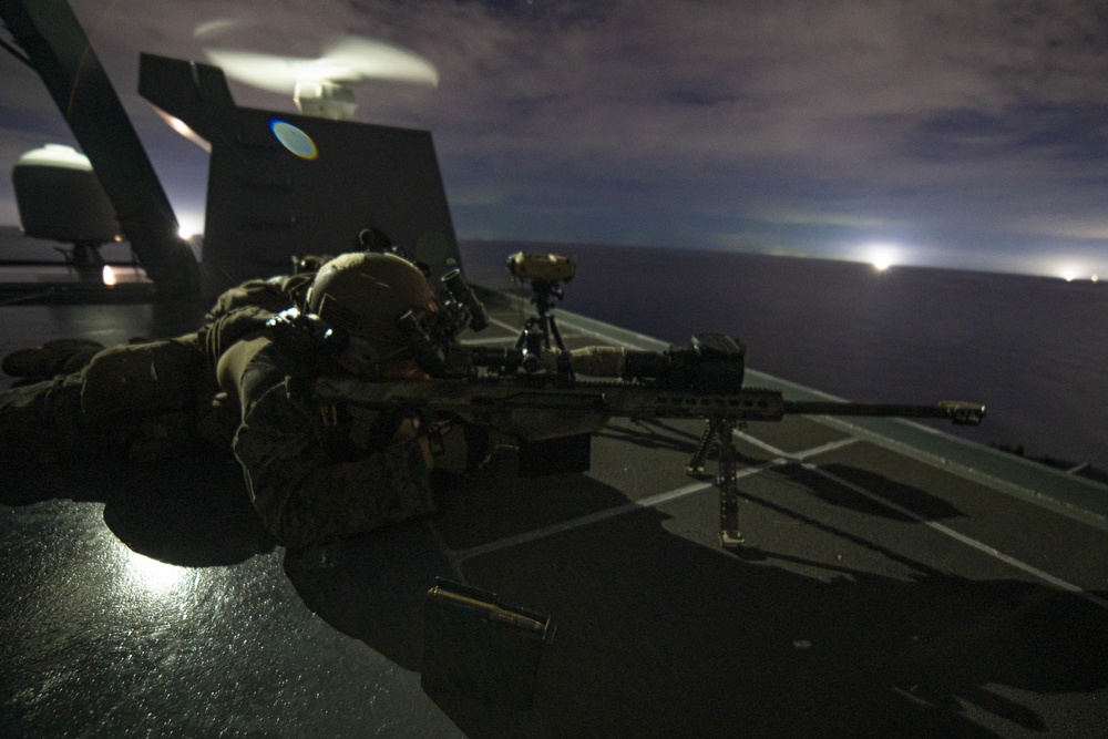 USS Portland, 11th MEU transit Pacific at night