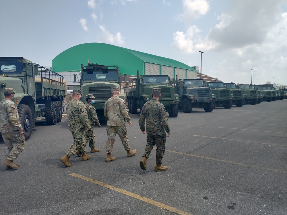 Naval Mobile Construction Battalion 133 readies vehicles to support Task Force 51