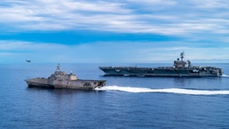 USS Carl Vinson (CVN 70) Transits South China Sea with USS Tulsa (LCS 16)
