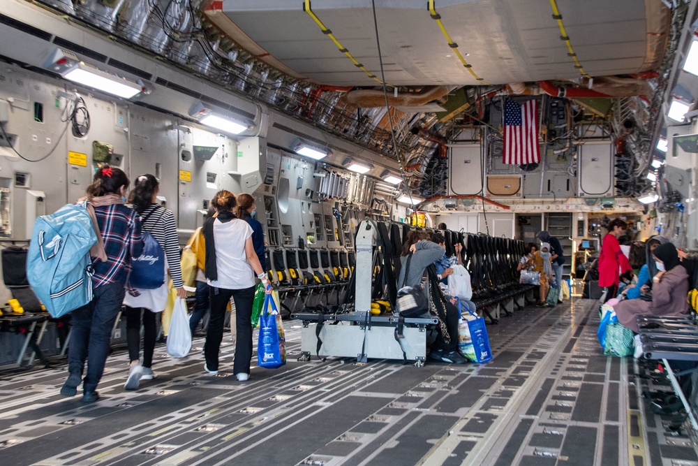 Evacuees from Afghanistan Depart Naval Station Rota for U.S.