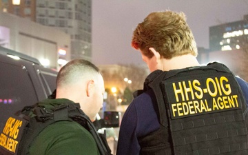 Federal agents from the U.S. Dept. of Health and Human Services Office of Inspector General (HHS OIG) perform arrest and search warrant operations. HHS OIG's investigations expect over $5 billion in recoveries in 2019.
