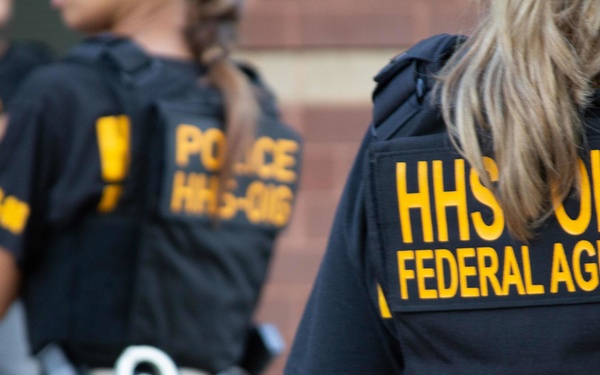 Federal agents from the U.S. Dept. of Health and Human Services Office of Inspector General (HHS OIG) perform arrest and search warrant operations. HHS OIG's investigations expect over $5 billion in recoveries in 2019.