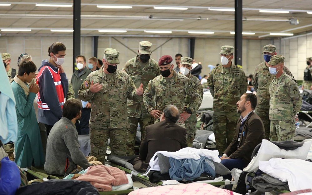 U.S. Army General Mark Milley speaks to Afghan Travelers at Rhine Ordnance Barracks