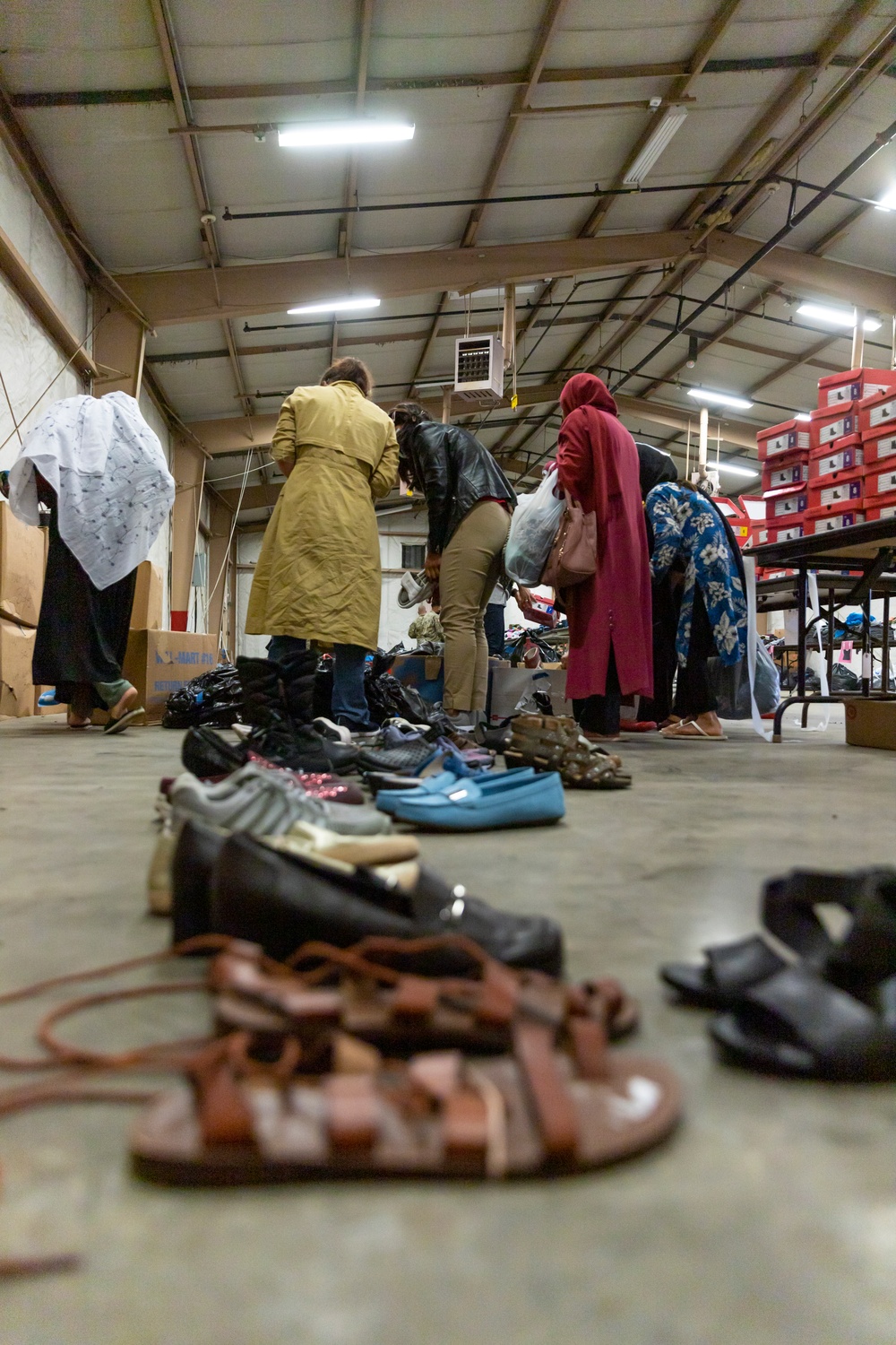 Afghan Evacuees are Given Clothing Donations with Task Force McCoy