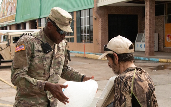 Providing Ice to Hurricane Ida Victim