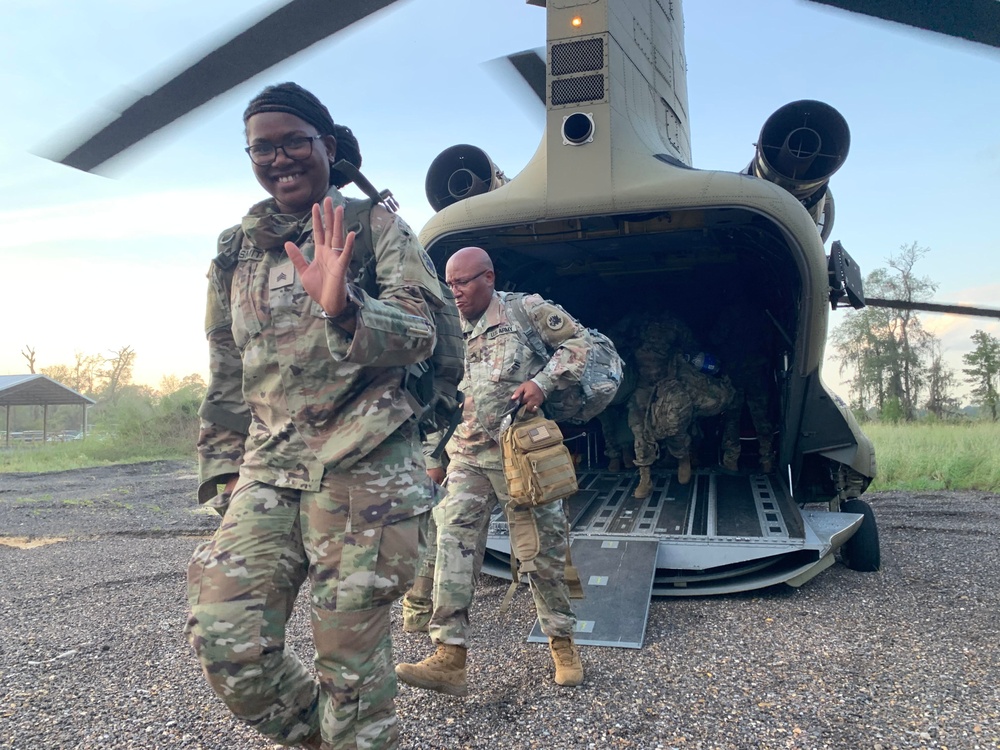 Texas Citizen Soldiers transport ground troops during hurricane Ida response