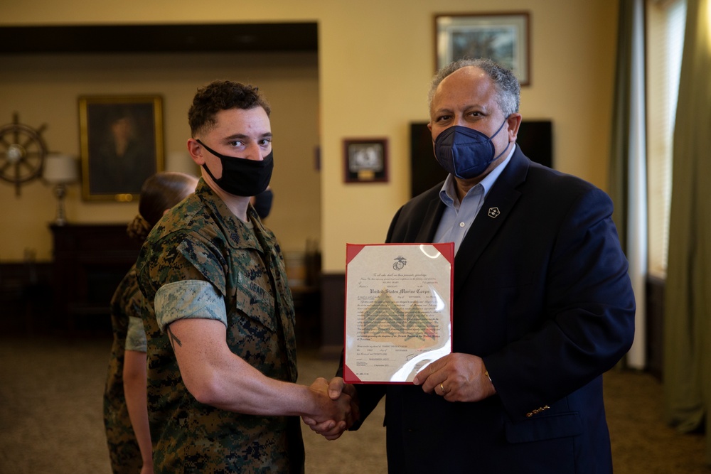 Secretary of the Navy Promotes Marines