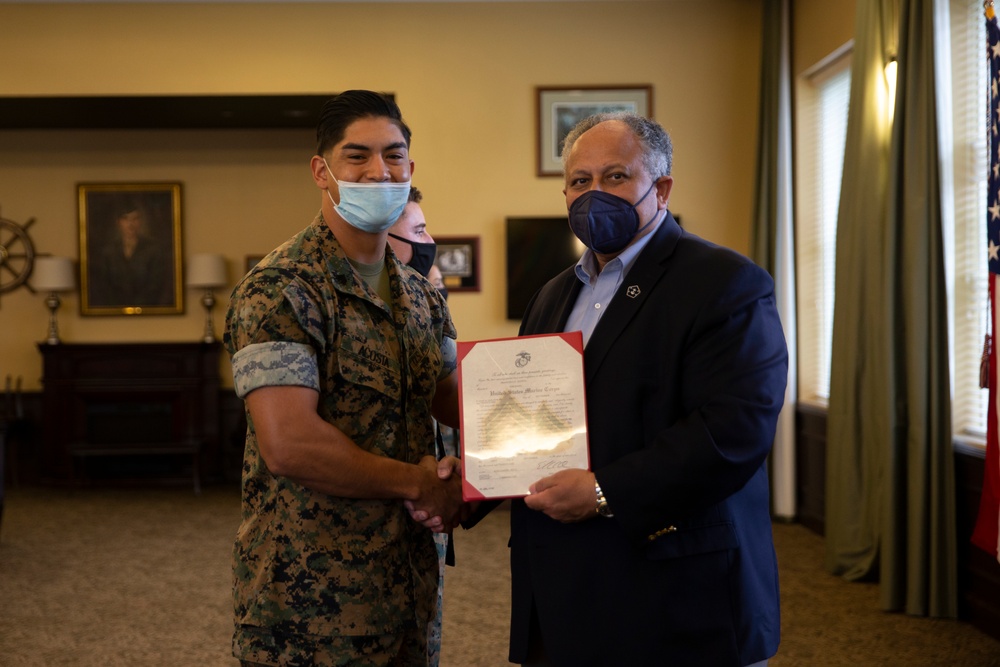 Secretary of the Navy Promotes Marines