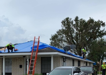 First Blue Roof Installation