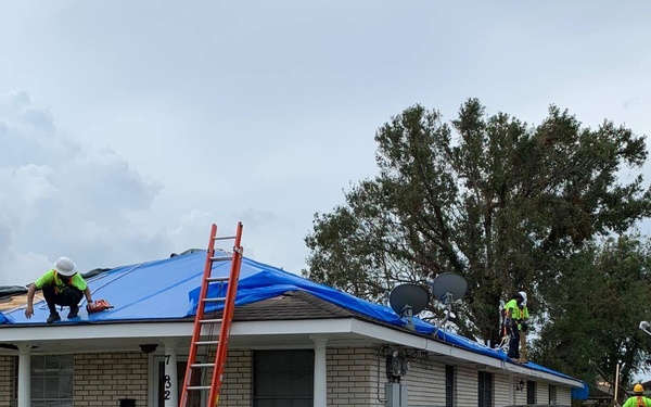 First Blue Roof Installation