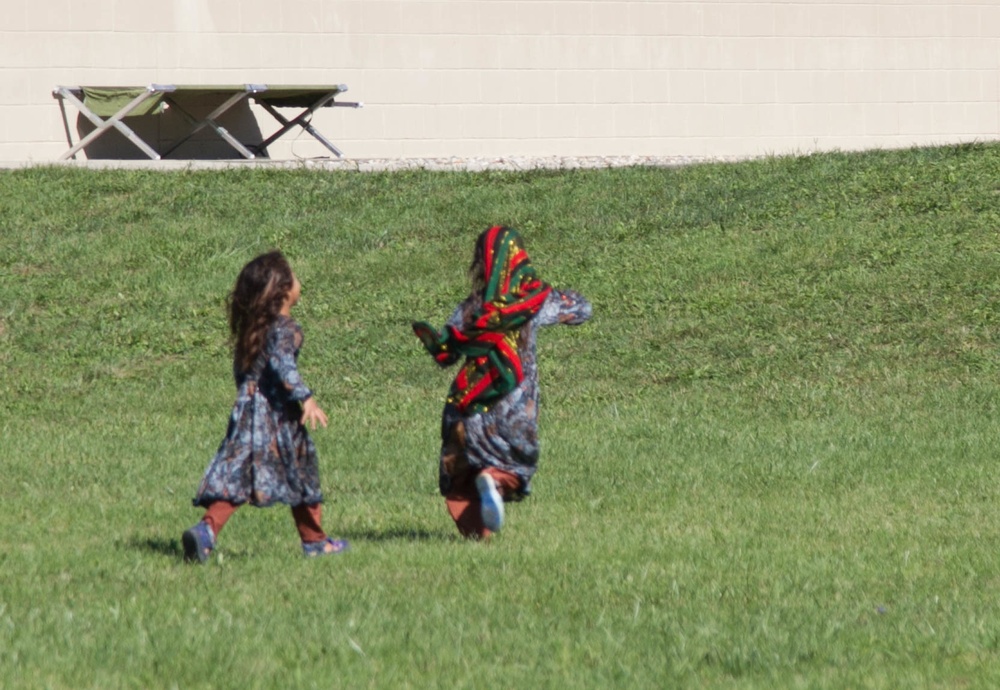 Evacuees on Camp Atterbury